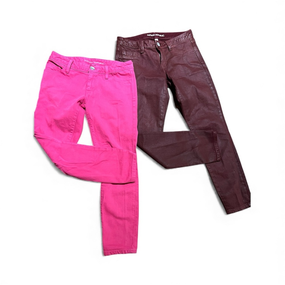 BANANA REPUBLIC JEANS  Vibrant Pink Jeans and Metallic Rusty Red